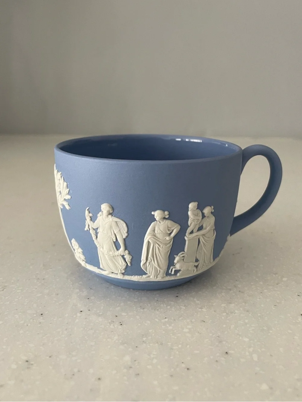 Wedgwood Light Blue Jasperware Cup with White Classical Relief